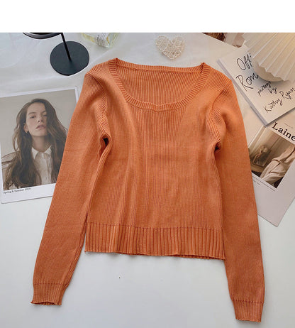 Knitwear slim short bottomed long sleeve top  6659
