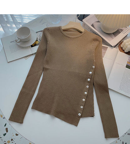 Design sense knitwear irregular temperament slim top  6643