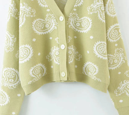 V-Neck Sweater lazy style loose long sleeve knitted cardigan  7264