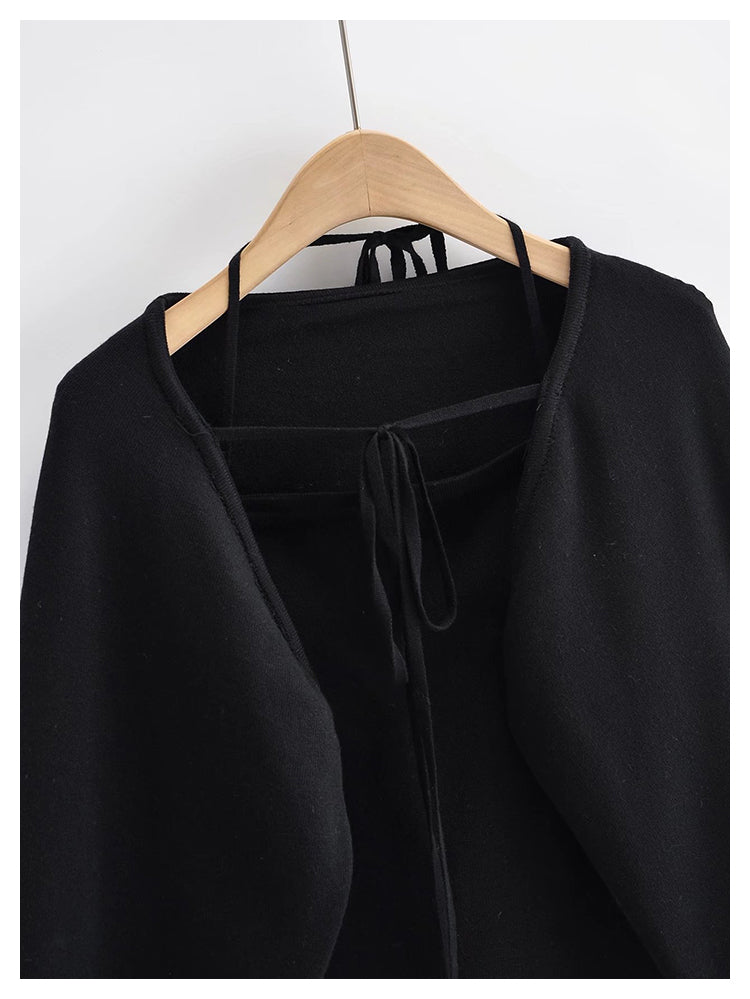 New built-in suspender blouse lazy cardigan top  7459