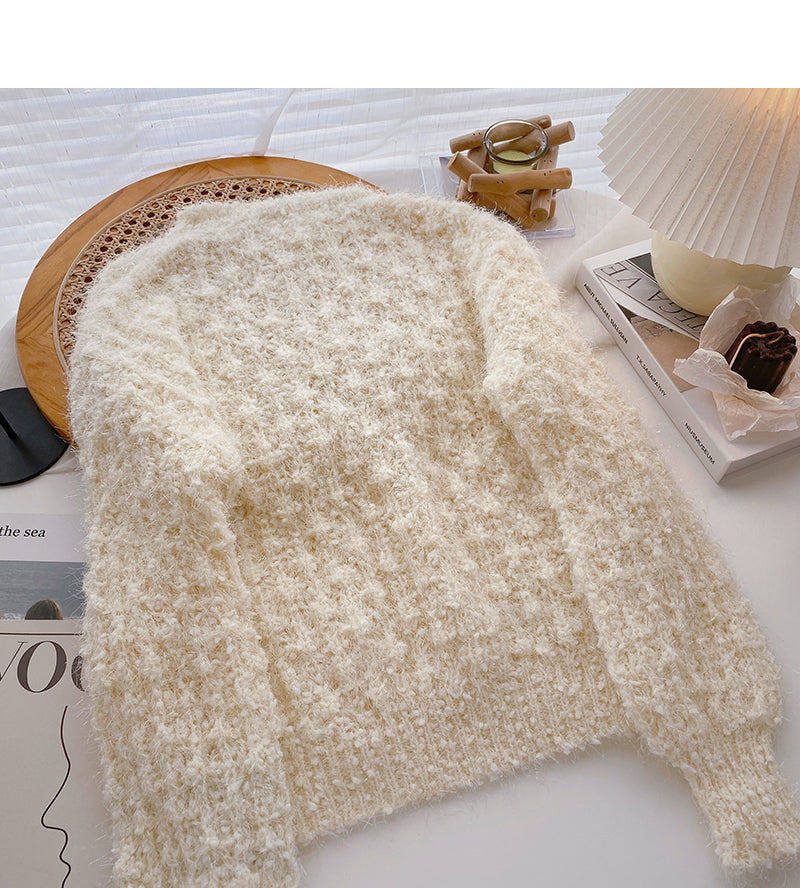 Fashionable foreign style sweater versatile round neck Pullover  6069