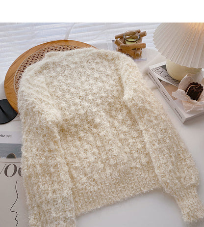 Fashionable foreign style sweater versatile round neck Pullover  6069