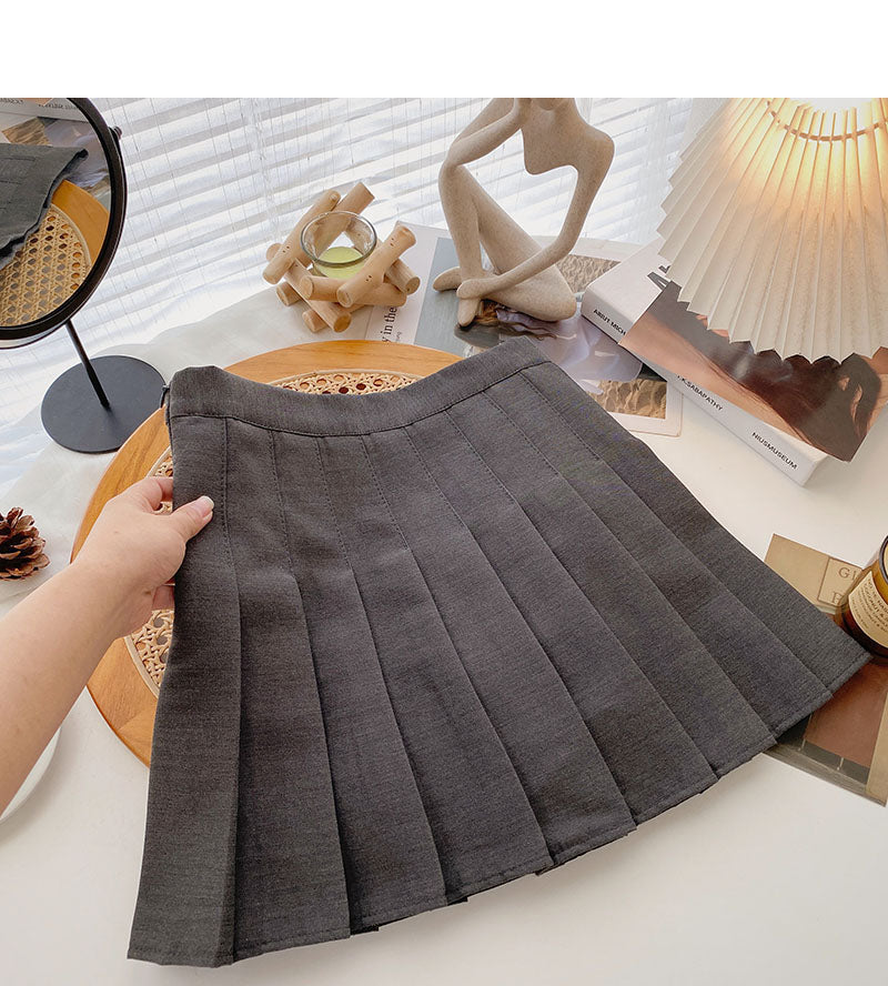 Korean version aging solid color high waist A-shaped short skirt  5581
