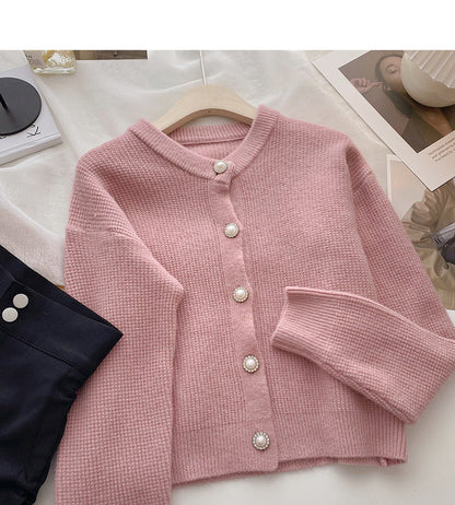 Vintage round neck single breasted knitted sweater  6174
