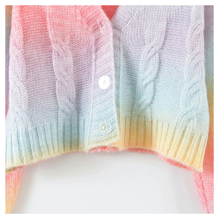 Versatile gradient V-neck short long sleeve wool sweater coat  7186