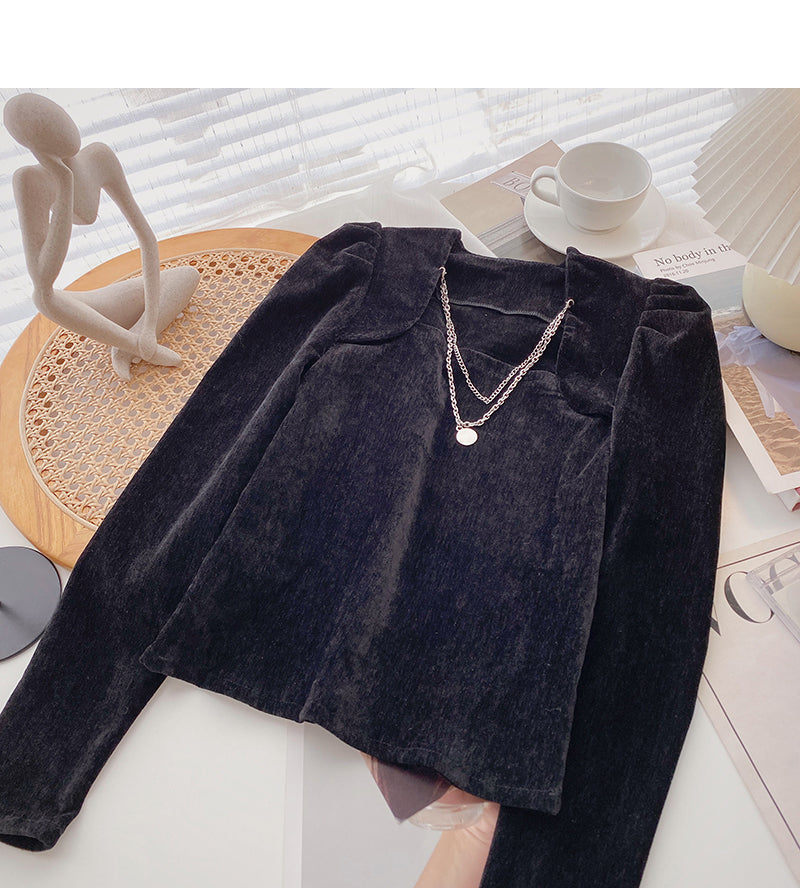 Design chain Square Neck Shirt Pullover Top  6355
