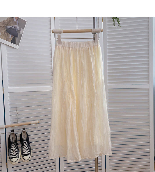 New Korean version super fairy foreign style solid color long skirt  5796