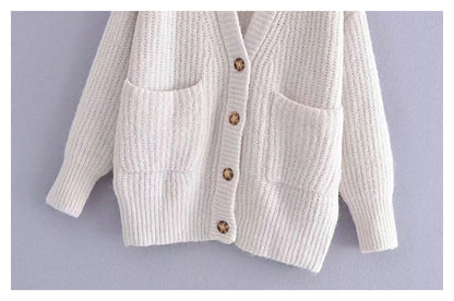 Loose medium length knitted cardigan coat  7288