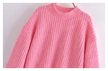 Versatile loose spike stitch short sweater  7506