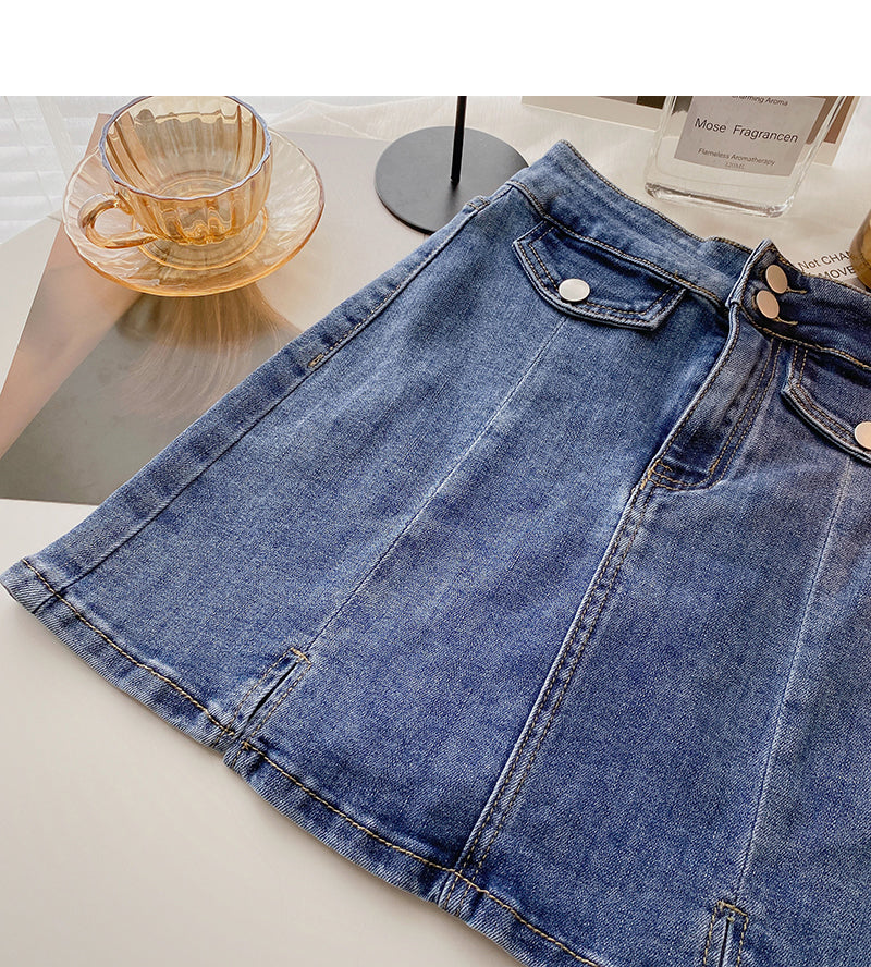 Hong Kong style retro simple slim high waist skirt fashion  5669
