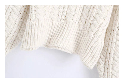 Vintage twist sweater hollowed out eight strand knitted sweater  7172