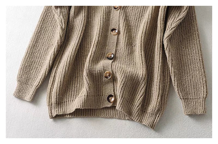 Lazy wind loose casual single breasted sweater cardigan coat  7434