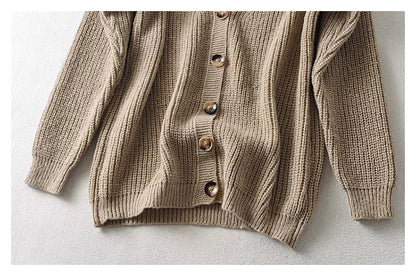 Lazy wind loose casual single breasted sweater cardigan coat  7434