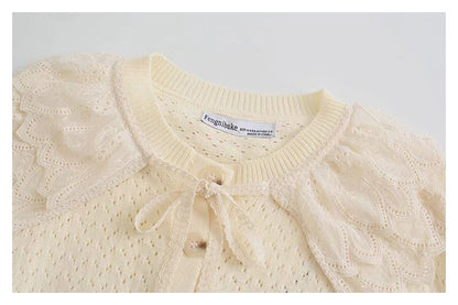 New sweet lace doll neck sweater sweater coat  7161