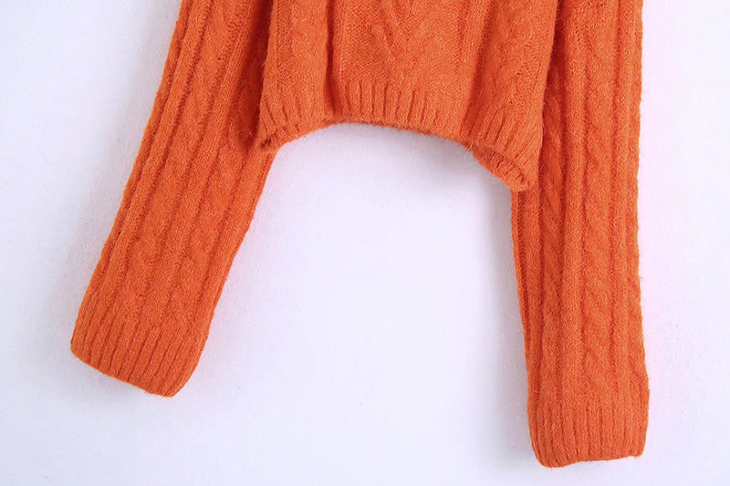 Versatile eight strand short navel exposed sweater  7484