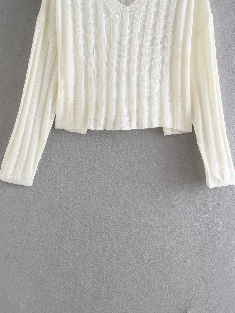 Lazy style retro versatile short Pullover Sweater Top  7519
