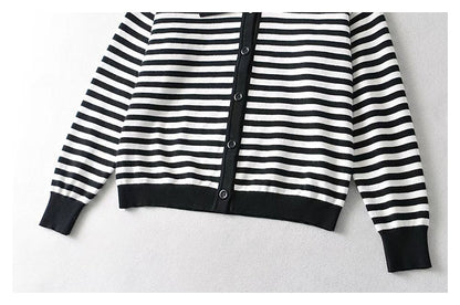 Korean Vintage striped sweater loose sweater coat  7450