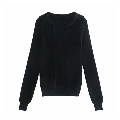 Versatile loose casual hooded Pullover Crew Neck Long Sleeve Sweater  7282