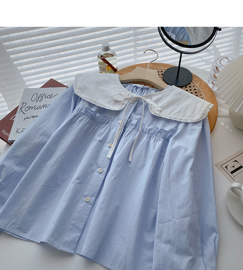 Design sense niche shirt doll collar detachable  6295
