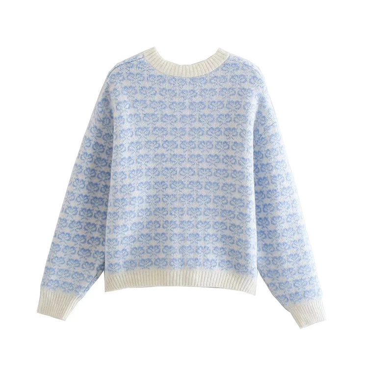 French celebrity jacquard knitted cardigan coat  7372