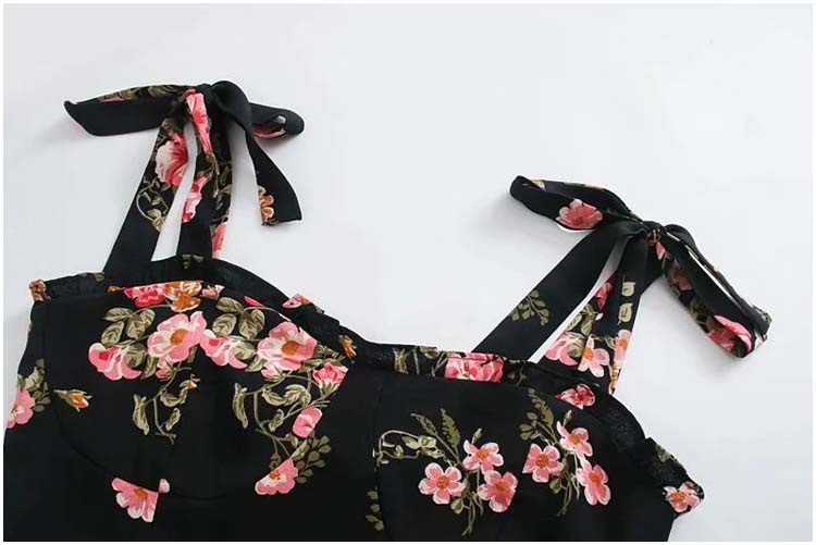 French minority fashion sexy floral print suspender dress  7126