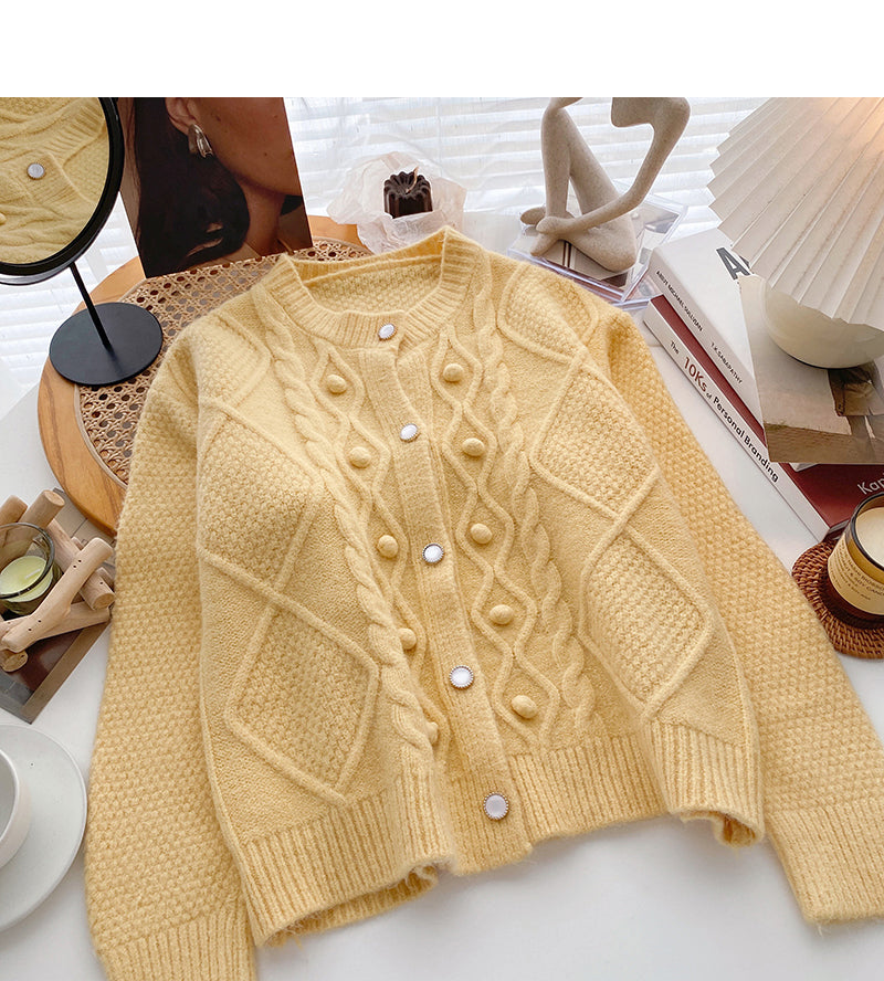 Korean style retro solid color top design sweater  5991