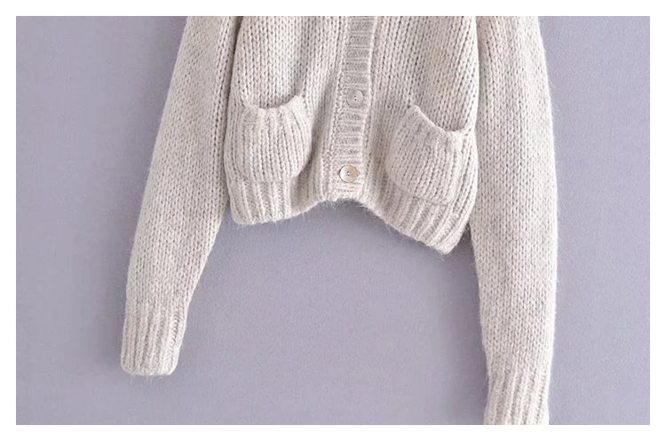 New commuter simple and versatile knitted sweater coat  7516