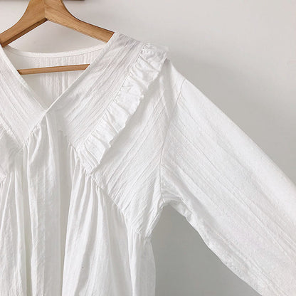 Ruffle stitched V-neck flare sleeve baby shirt  6232