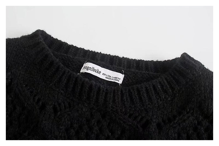 Hollowed out eight strand knitted sweater autumn loose sweater  7511