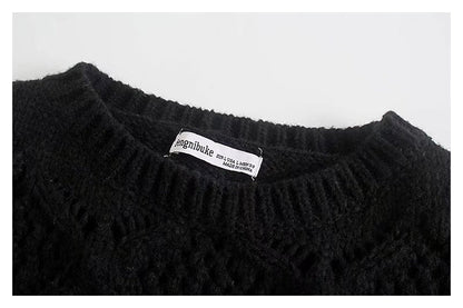 Hollowed out eight strand knitted sweater autumn loose sweater  7511