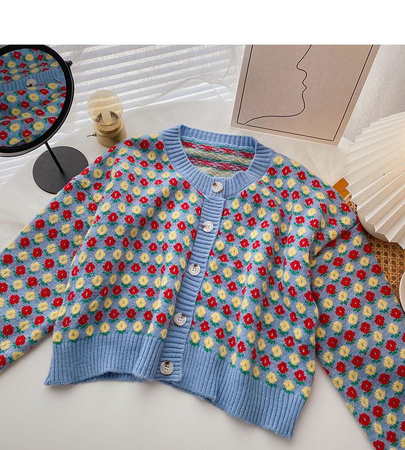 Knitwear women's small long sleeve short age reducing jacket  5848