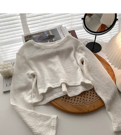 Lazy wind high waist short open navel sweater  6465
