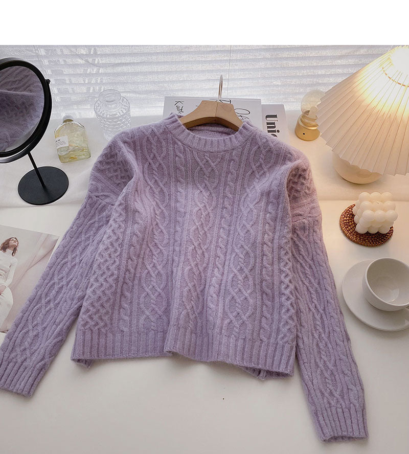 Design sense of minority twist round neck long sleeve jacket  5891