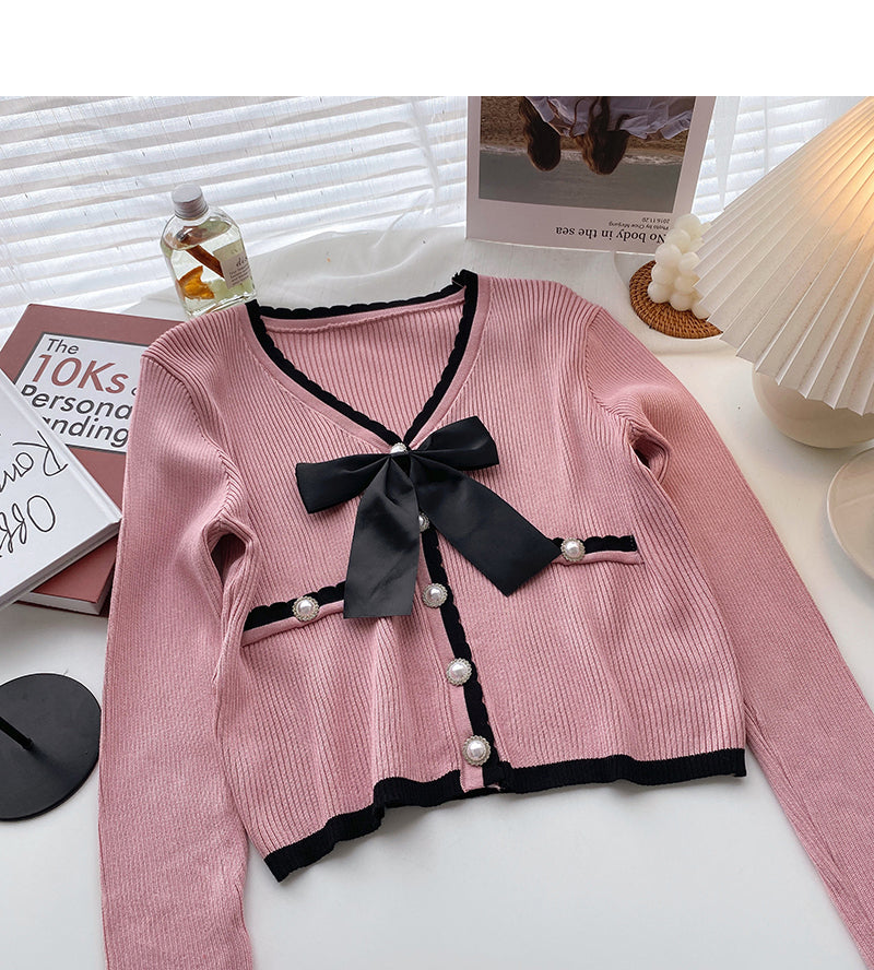 Korean version of exotic sweet long sleeved pearl button blouse  6441