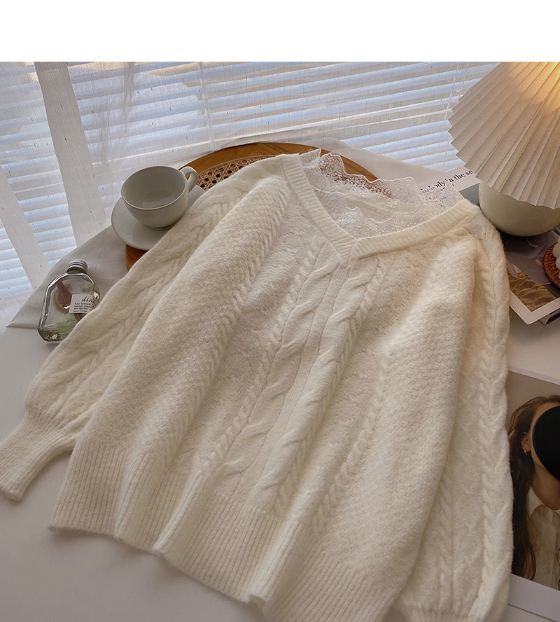 New Korean loose design long sleeve twist sweater  5956