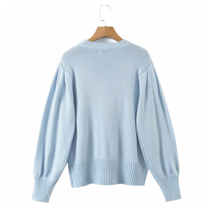 Three dimensional sunflower Pullover loose knitted sweater  7299
