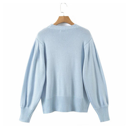 Three dimensional sunflower Pullover loose knitted sweater  7299