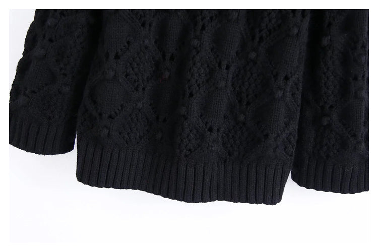 Lazy wind ball decoration eight strand hollow knit sweater  7522