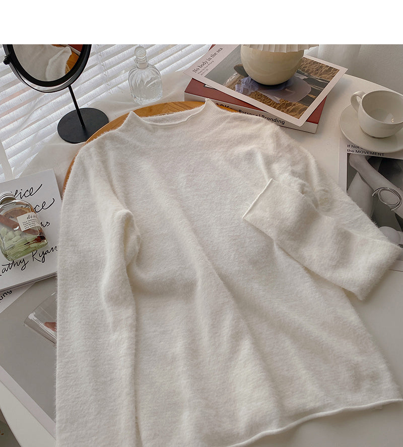 Korean half high collar versatile candy colored bottomed sweater  6557
