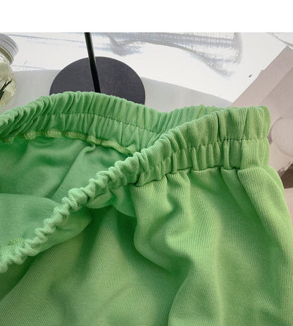Korean high waist side split design pure color A-line skirt  5721