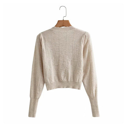 Embroidered breasted long sleeved knitted cardigan  7251