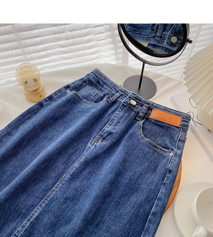 Denim skirt with high waist and split design  5698