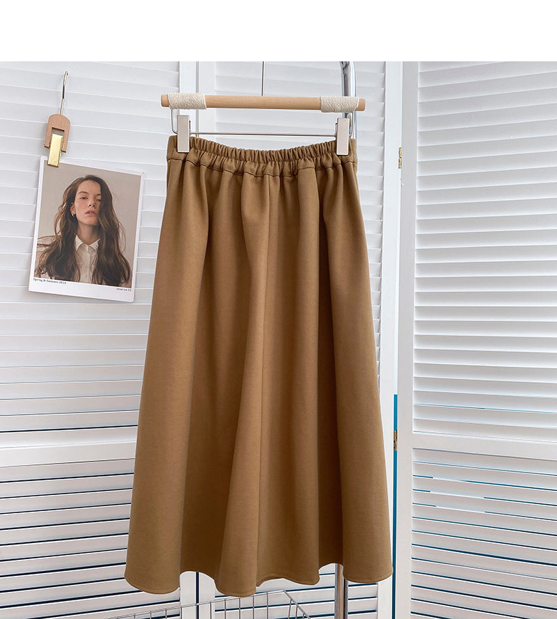 The new Korean version is slim and Retro High Waist A-shaped skirt  5824