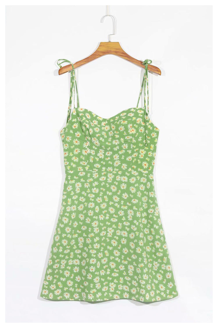 Daisy print A-line suspender dress  7035