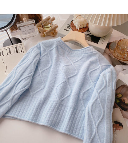 Floret three-dimensional design V-neck knitted cardigan  6475