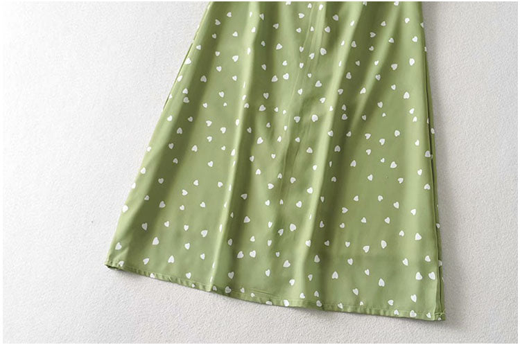 Retro small fresh bow bubble sleeve slim dress  7100
