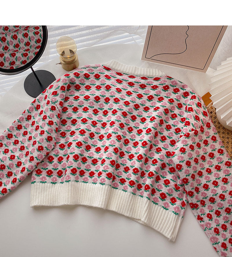 Knitwear women's small long sleeve short age reducing jacket  5848