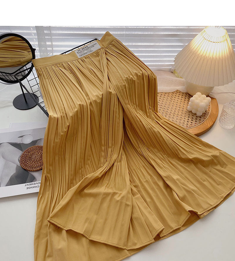 Korean version vertical pleats show thin temperament casual A-line skirt  5697