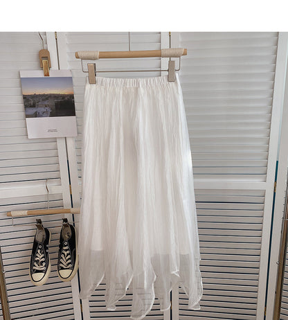 Versatile slim draped high waist A-line skirt  5806