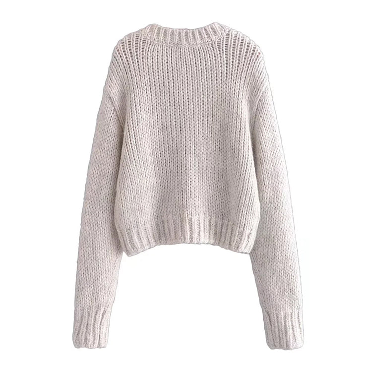 New commuter simple and versatile knitted sweater coat  7516